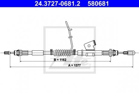 Трос остановочных тормозов ATE 24.3727-0681.2 (фото 1)