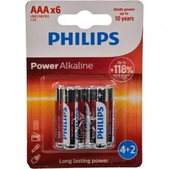 Батарейки 1,5V 6 шт PHILIPS LR03P6BP/10