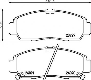 Колодки тормозные дисковые передние Honda FR-V 1.7, 2.0, 2.2 (04-09), Jazz 1.2, 1.4 (02-08) NISSHINBO NP8010