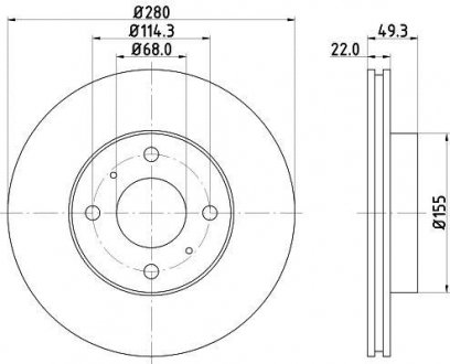 Диск тормозной передний Nissan Almera 1.5, 1.8, 2.2 (00-), Primera 1.6, 1.8, 2.0 (96-02) NISSHINBO ND2023K (фото 1)