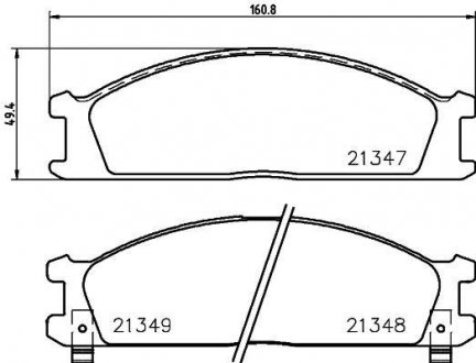 Колодки гальмові дискові передні Nissan Pathfinder, Pick Up 2.4, 2.7, 3.2 (98-) NISSHINBO NP2008 (фото 1)