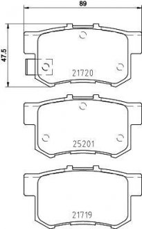 Колодки тормозные дисковые задние Honda Accord, Civic 1.4, 1.6, 1.7, 2.0 (01-05) NISSHINBO NP9018