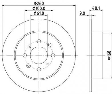 Диск гальмівний задній Honda Civic 1.4, 1.5, 1.6, 1.7 (98-05) NISSHINBO ND8009K (фото 1)