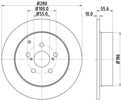Диск гальмівний задній Toyota 1.6, 1.8, 2.0, 2.4 (03-09) NISSHINBO ND1084K (фото 1)