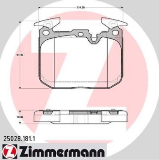 Колодки тормозные (передние) BMW 1 (F20/F21)/2 (F22/F44-F46/F87)/3 (F30/F31/F34/F80)/4 (F32/F36) 11- 25028.181.1 ZIMMERMANN 250281811