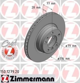 Тормозной диск ZIMMERMANN 150127920
