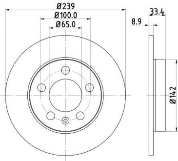 Диск гальмівний з покриттям PRO; задн. PAGID HELLA 8DD355107-461