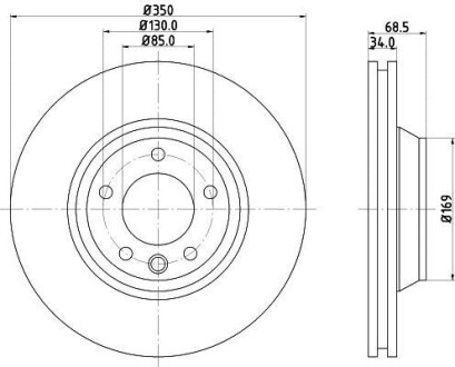 Диск гальмівний з покриттям PRO; передн., лів. PAGID HELLA 8DD355109-761