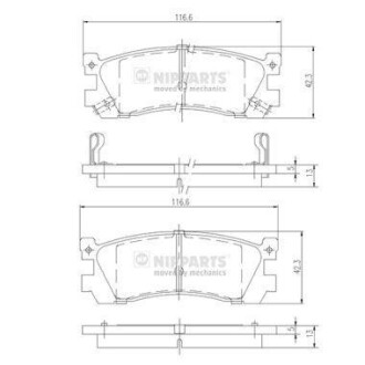 Тормозные колодки, к-кт. NIPPARTS J3613005