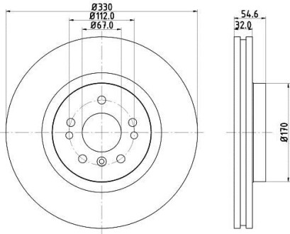 Тормозной диск перед. W164/W251 05- (PRO) PAGID HELLA 8DD355113-171