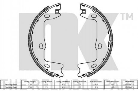 Комплект тормозных колодок, стояночная тормозная система NK 2736347 (фото 1)
