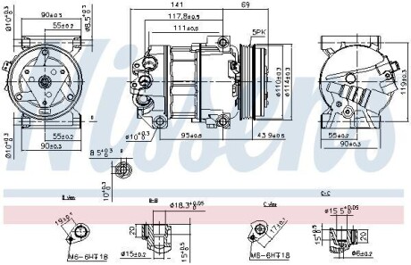 Компрессор FIAT 500 L (12-) 1.4 i NISSENS 890211 (фото 1)