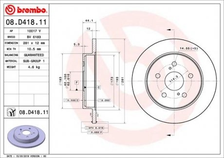 Гальмівний диск BREMBO 08.D418.11 (фото 1)