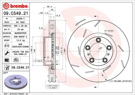 Гальмівний диск BREMBO 09.C549.21