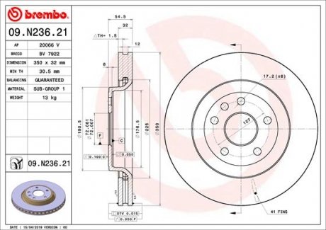 Тормозной диск BREMBO 09.N236.21 (фото 1)