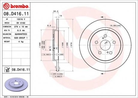 Тормозной диск BREMBO 08.D416.11