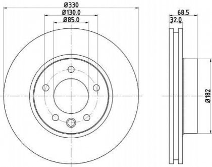 Тормозной диск перед. Touareg/Cayenne 330mm 3.0-4.2 02- (PRO) Правый PAGID HELLA 8DD355109-741
