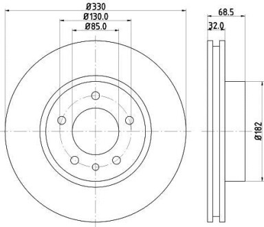 Диск гальмівний з покриттям PRO; передн., лів. PAGID HELLA 8DD355109-721