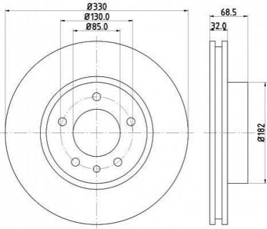 Тормозной диск перед. Touareg/Cayenne 330mm 3.0-4.2 02- (PRO) Левый PAGID HELLA 8DD355109-721 (фото 1)