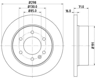 Тормозной диск зад. Sprinter/Crafter 06- (3.0-3.5t) 298mm PAGID HELLA 8DD355117-641