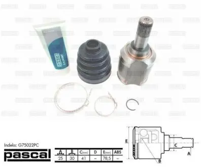 Шарнир приводного вала PASCAL G75022PC