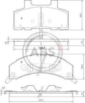 Комплект тормозных колодок, дисковый тормоз ABS A.B.S. 38215