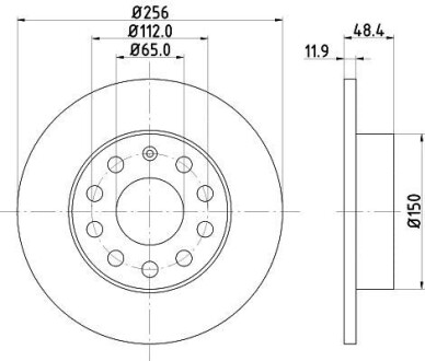 Тормозной диск зад. Caddy III (260x12) PAGID 8DD355109-641 HELLA 8DD 355 109-641