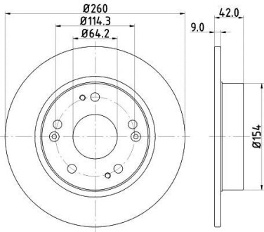 HONDA Тормозной диск задн.лакиров.! Civic 05- (260*9) HELLA 8DD 355 118-991