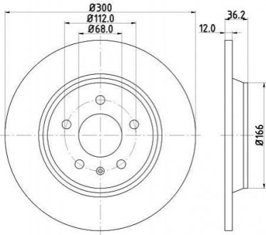 Тормозной диск зад. A4/A5/A6/A7/Q5 07- (300x12) PAGID HELLA 8DD355113-931 (фото 1)