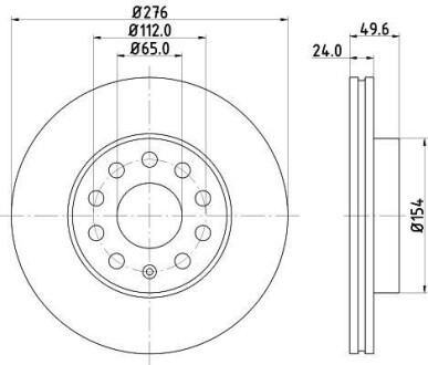 Диск гальмівний з покриттям PRO; передн. PAGID HELLA 8DD355122-721