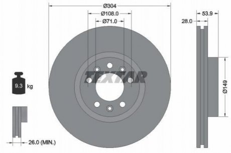 Гальмівний диск (TMD) TEXTAR 92287203 (фото 1)
