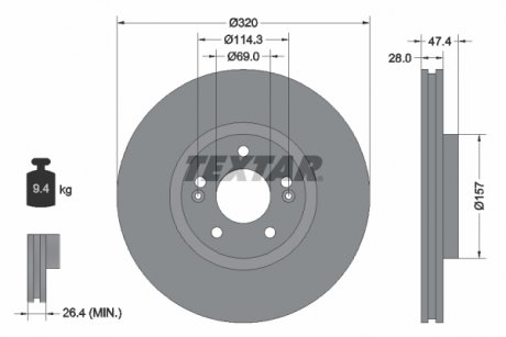 Гальмівний диск (TMD) TEXTAR 92237805