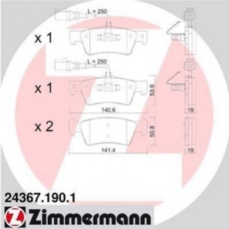 Тормозные колодки дисковые ZIMMERMANN 243671901 (фото 1)