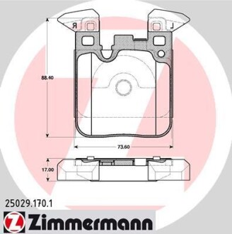 Колодки гальмівні дискові, к-кт ZIMMERMANN 250291701