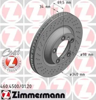 Фото запчасти Диск тормозной ZIMMERMANN 460450020 Диск тормозной ZIMMERMANN 460450020