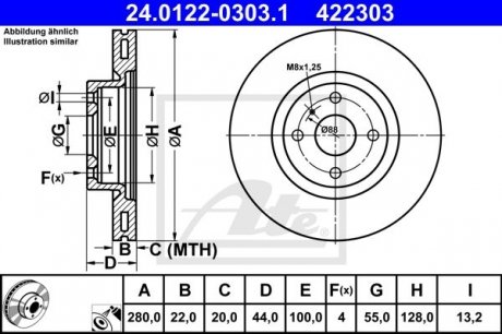 Гальмівний диск ATE 24.0122-0303.1 (фото 1)