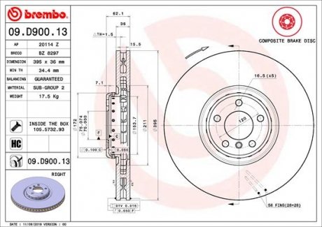 Тормозной диск BREMBO 09.D900.13 (фото 1)