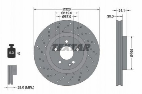 Диск тормозной MERCEDES A(W176)/ B(W246)/GLA(X156) "F D=320mm "12>> TEXTAR 92262105