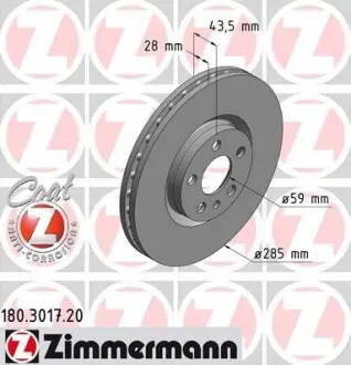 Диск тормозной ZIMMERMANN 180.3017.20
