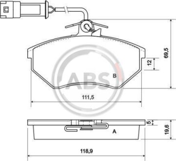 Гальмівні колодки перед. Caddy II >9.96/Passat B4/Audi 80 A.B.S A.B.S. 36791