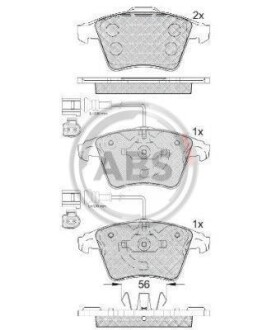 Тормозные колодки перед. VW Touareg 02-10 (ATE) A.B.S A.B.S. 37482