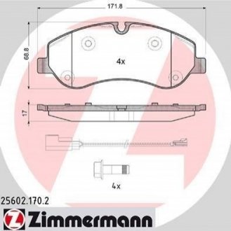 Колодки тормозные ZIMMERMANN 25602.170.2 (фото 1)