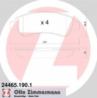 Колодки гальмівні (задні) Fiat Ducato/Citroen Jumper/Peugeot Boxer 06- (Boxer) ZIMMERMANN 24465.190.1