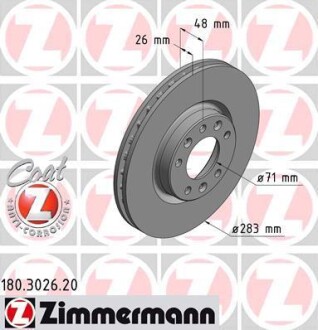 Диск тормозной ZIMMERMANN 180.3026.20