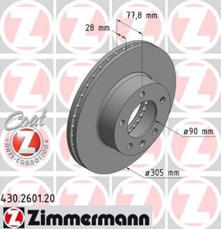 Диск гальмівний ZIMMERMANN 430.2601.20