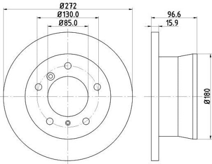 Тормозной диск зад. Sprinter 308-316 96-06 (16mm) (PRO) PAGID HELLA 8DD355111-901