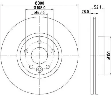 Тормозной диск пер. Mondeo/Mondeo/S-Max 07-14 (PRO) PAGID HELLA 8DD355116-221 (фото 1)