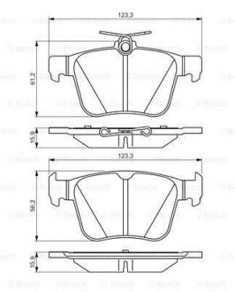 Комплект гальмівних колодок, дискове гальмо BOSCH 0986495346