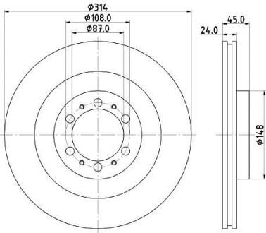 Диск гальмівний з покриттям PRO; передн. PAGID HELLA 8DD355118-741