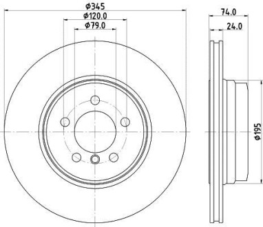 Гальмівний диск зад. E65/E66/E67 03-08 (PRO) PAGID HELLA 8DD355122-251